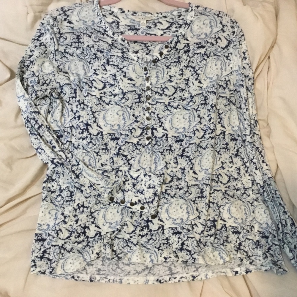 LUCKY BRAND Long Sleeve V-Neck Button Top